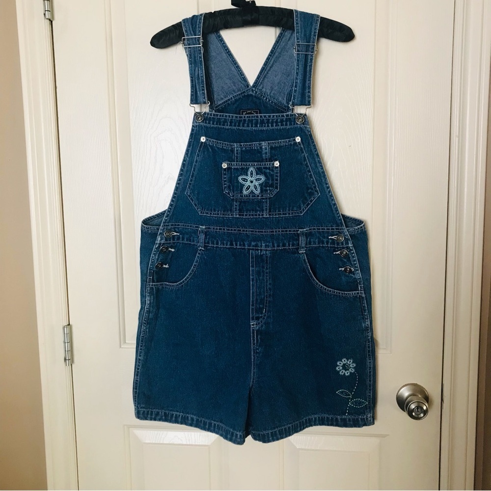 Vintage Route 66 Embroidered Denim Overalls Size Large